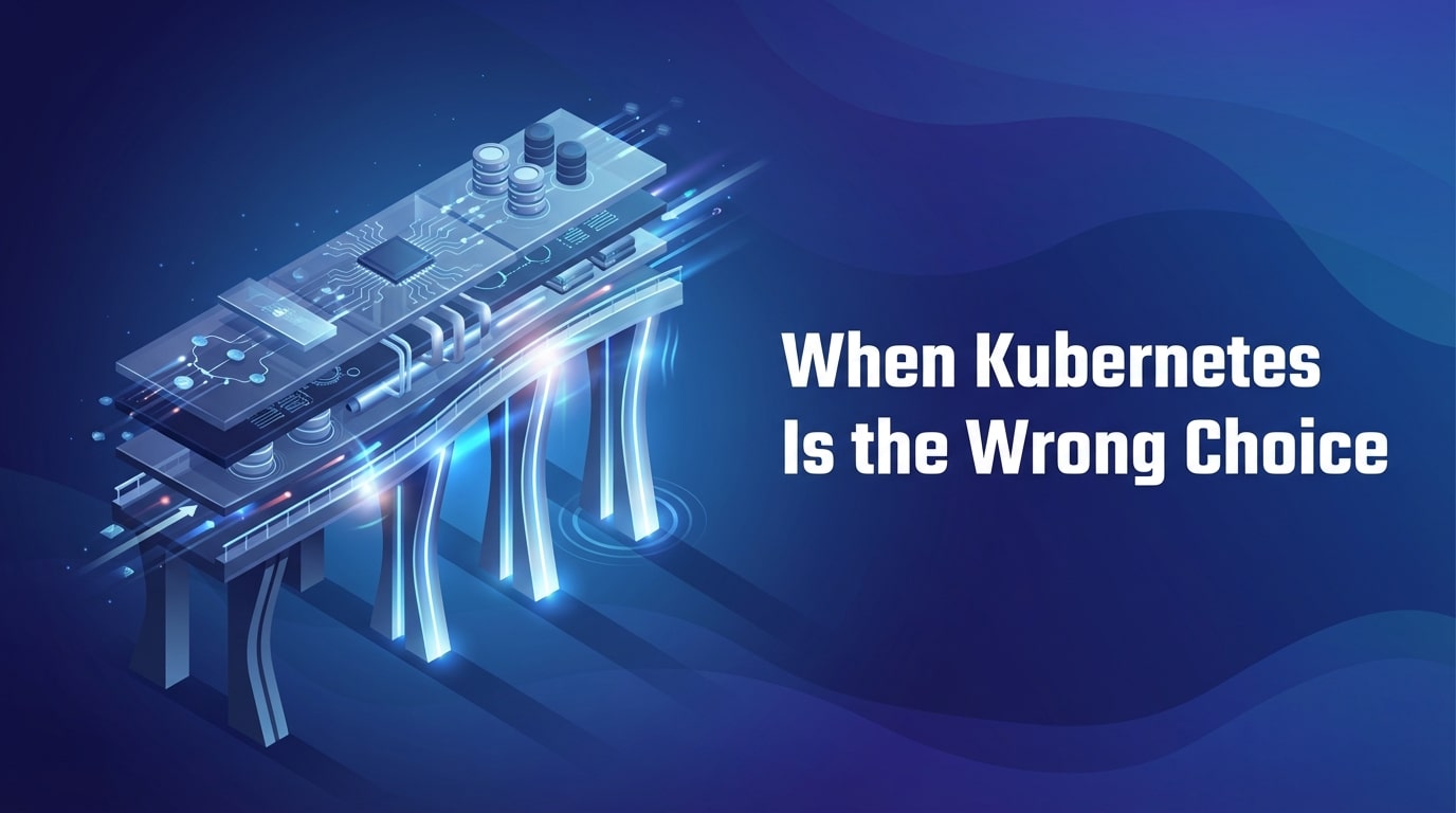 Enterprise illustration of a balanced operating model decision with layered platform complexity