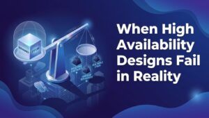 Balanced enterprise architecture scale showing tension between planned availability and real operations