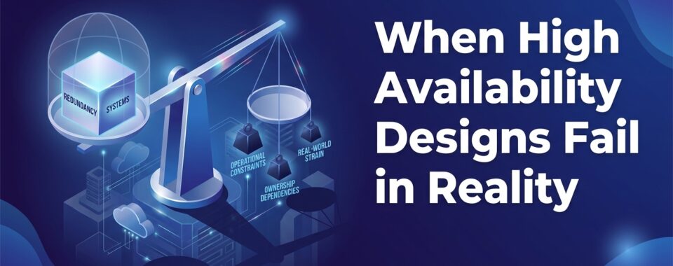 Balanced enterprise architecture scale showing tension between planned availability and real operations