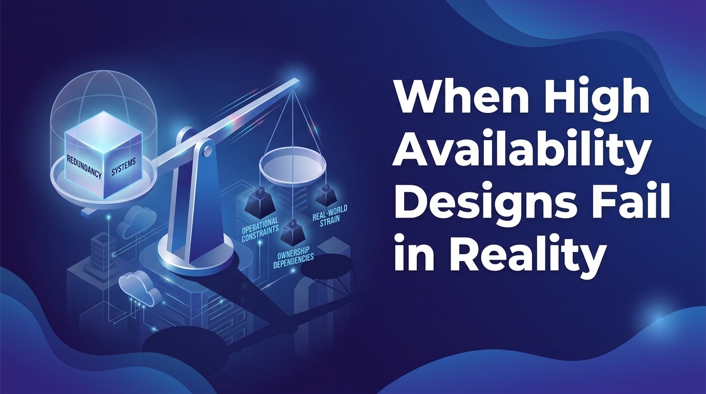 Balanced enterprise architecture scale showing tension between planned availability and real operations