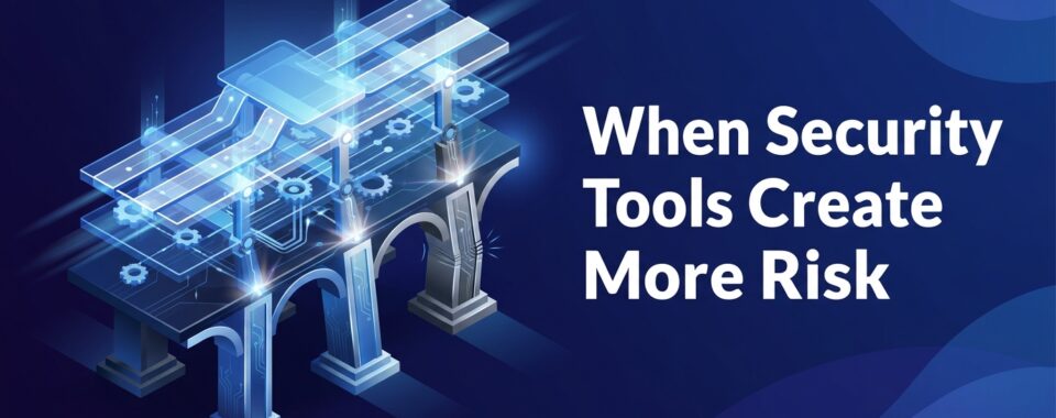 Balanced enterprise security stack with a subtle misalignment across connected layers